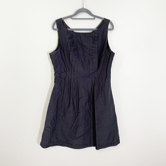 Lands' End sleeveless a-line lined little black dress with pockets - Size 12 - Picture 1 of 11